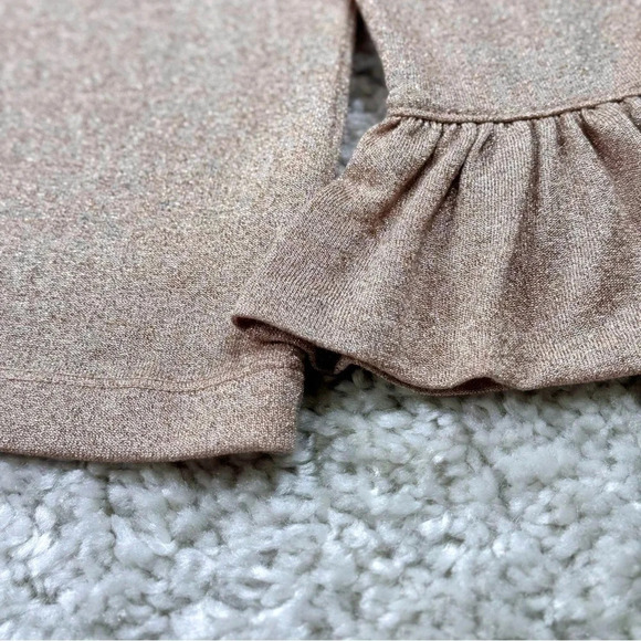 J. Crew Bell Sleeve Metallic Rose Gold Top Medium - Picture 6 of 11